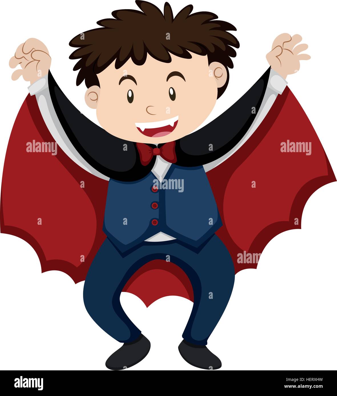 Boy in vampire outfit illustration Stock Vector