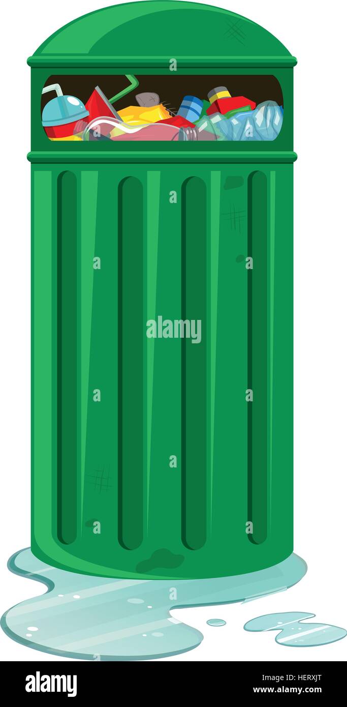 Rubbish bin full of trash illustration Stock Vector Image & Art Alamy