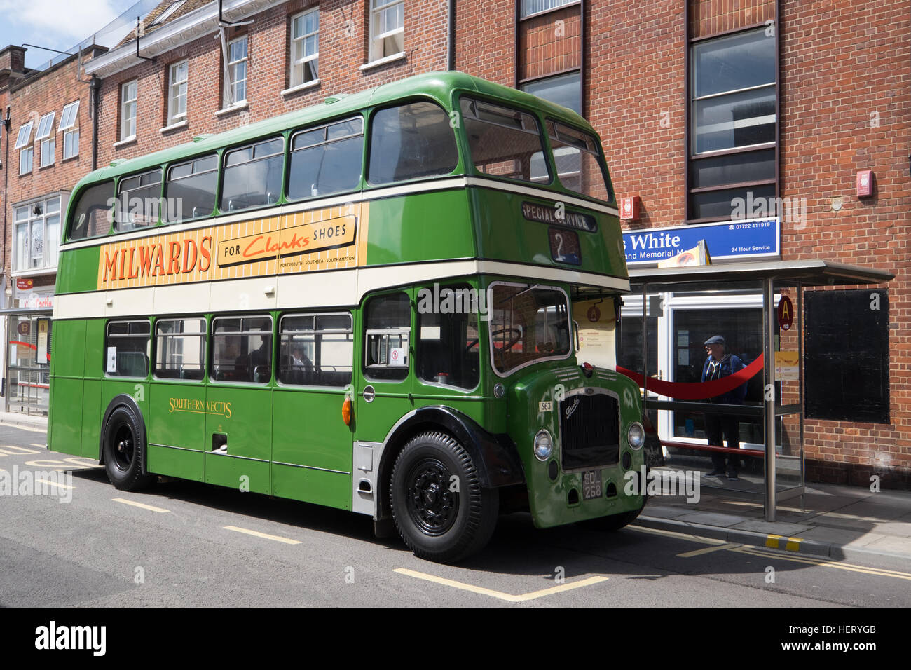 Vintage Hants & Dorset bus, Salisbury Stock Photo