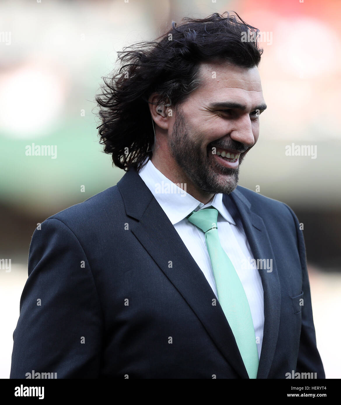 DURBAN, SOUTH AFRICA - OCTOBER 08 Victor Matfield Supersport rugby commentator during the The Rugby Championship match between South Africa and New Z Stock Photo