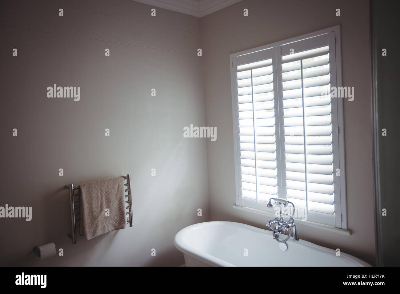 Empty bathtub in bathroom at home Stock Photo Alamy