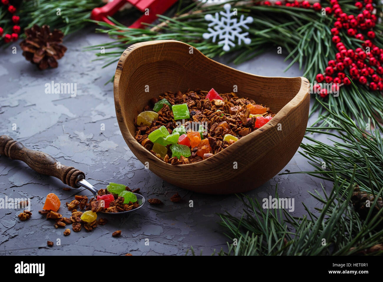 Granola with candied fruit. Selective focus Stock Photo Alamy