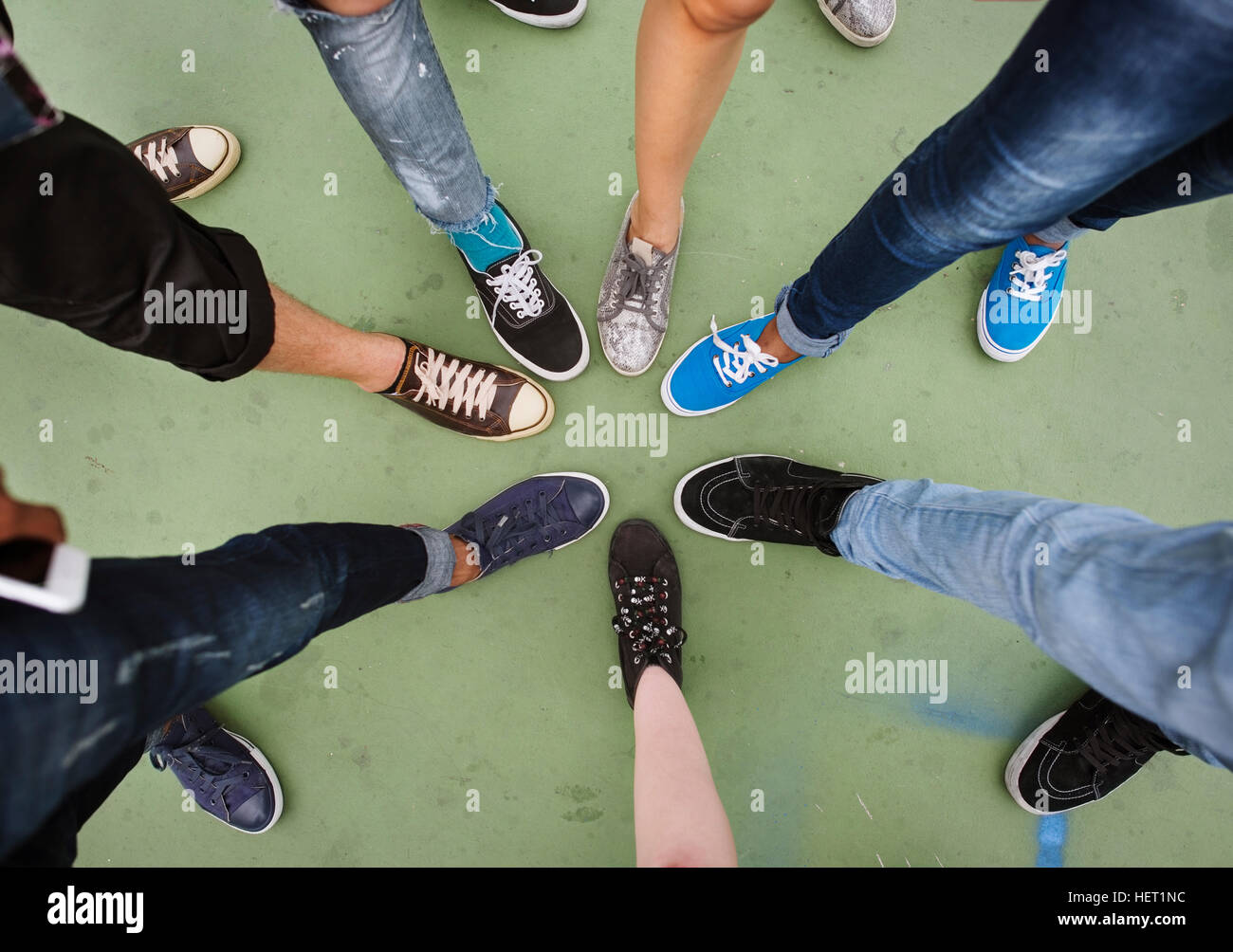 Human Leg Assemble Unite Togetherness Aerial View Concept Stock Photo