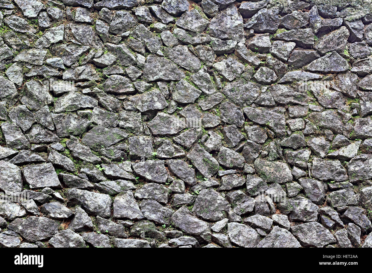 Background texture of wall face with rough granite stone pieces Stock Photo