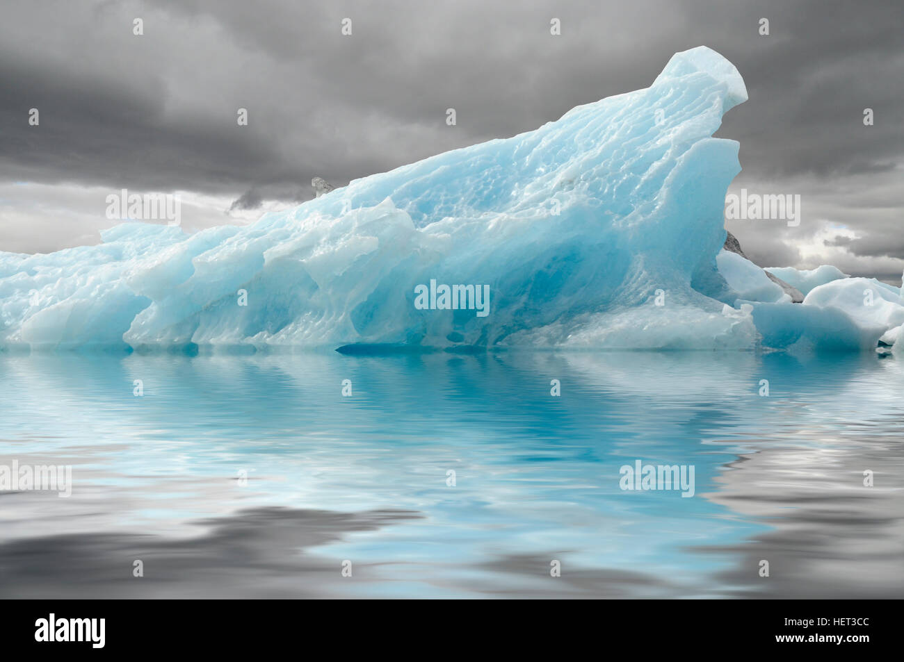 Color blue is typical of the icebergs formed in the glacial lagoon due