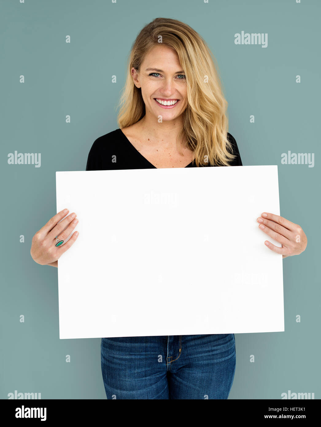 Woman Portrait Copy Space Studio Background Concept Stock Photo - Alamy