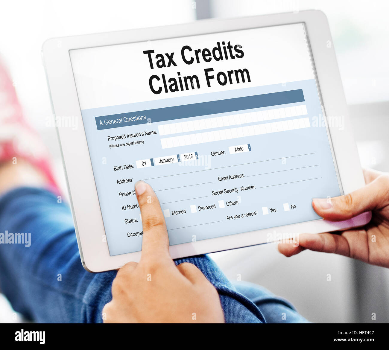 Tax Credits Claim Form Concept Stock Photo Alamy