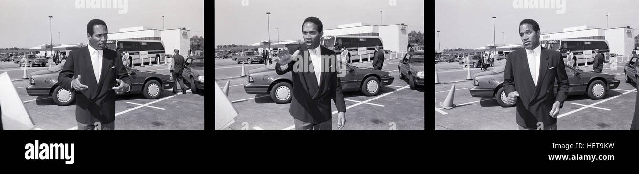 Athlete,spokesman and later - accused double murder O. J Simpson at a Hertz car rental parking lot during a filming of a television ad at the Atlanta Airport. Simpson was the face of Hertz Car Rental for many years. Stock Photo