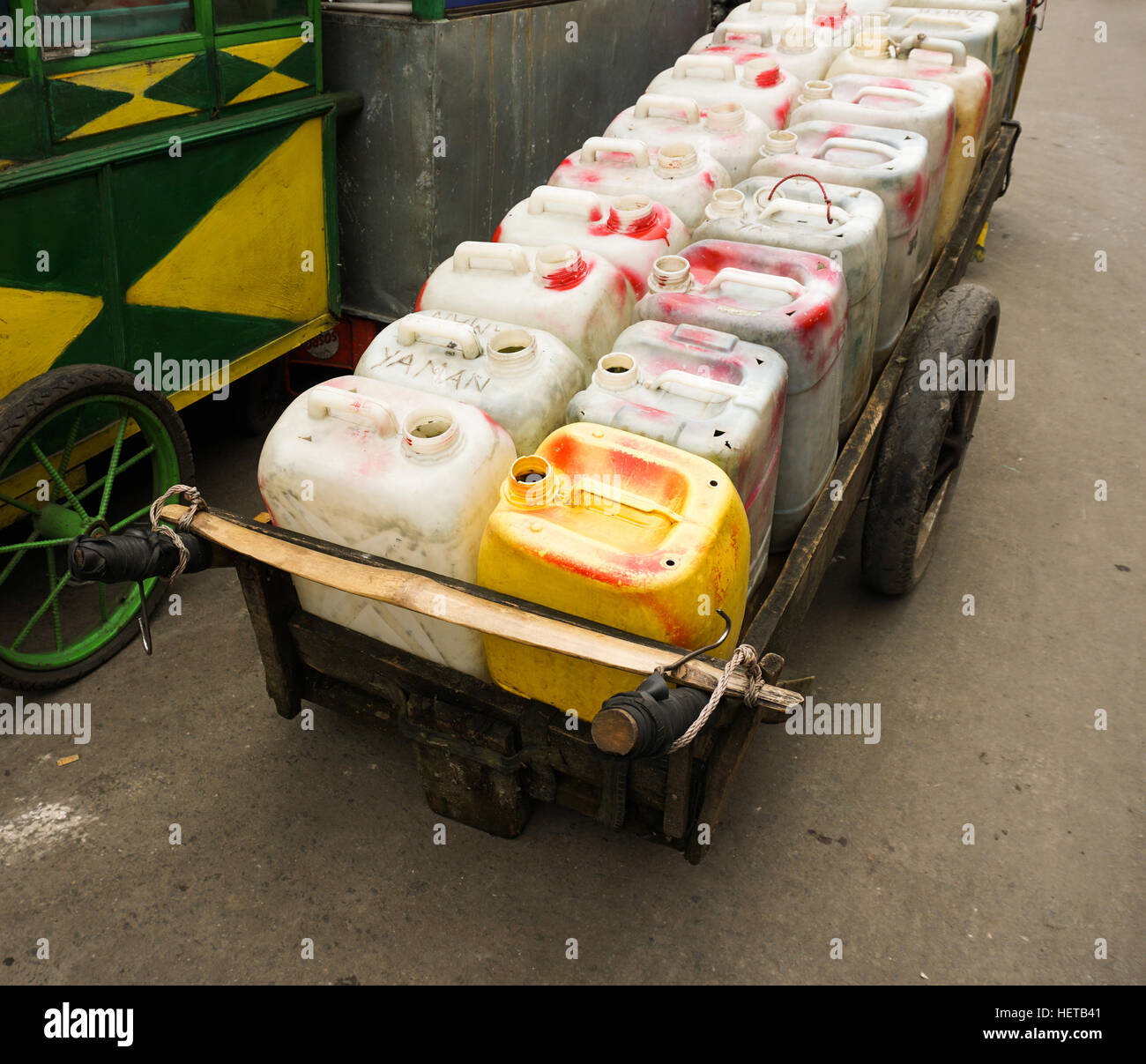 Selling cooking oil in Jerry Can captured in one of traditional market