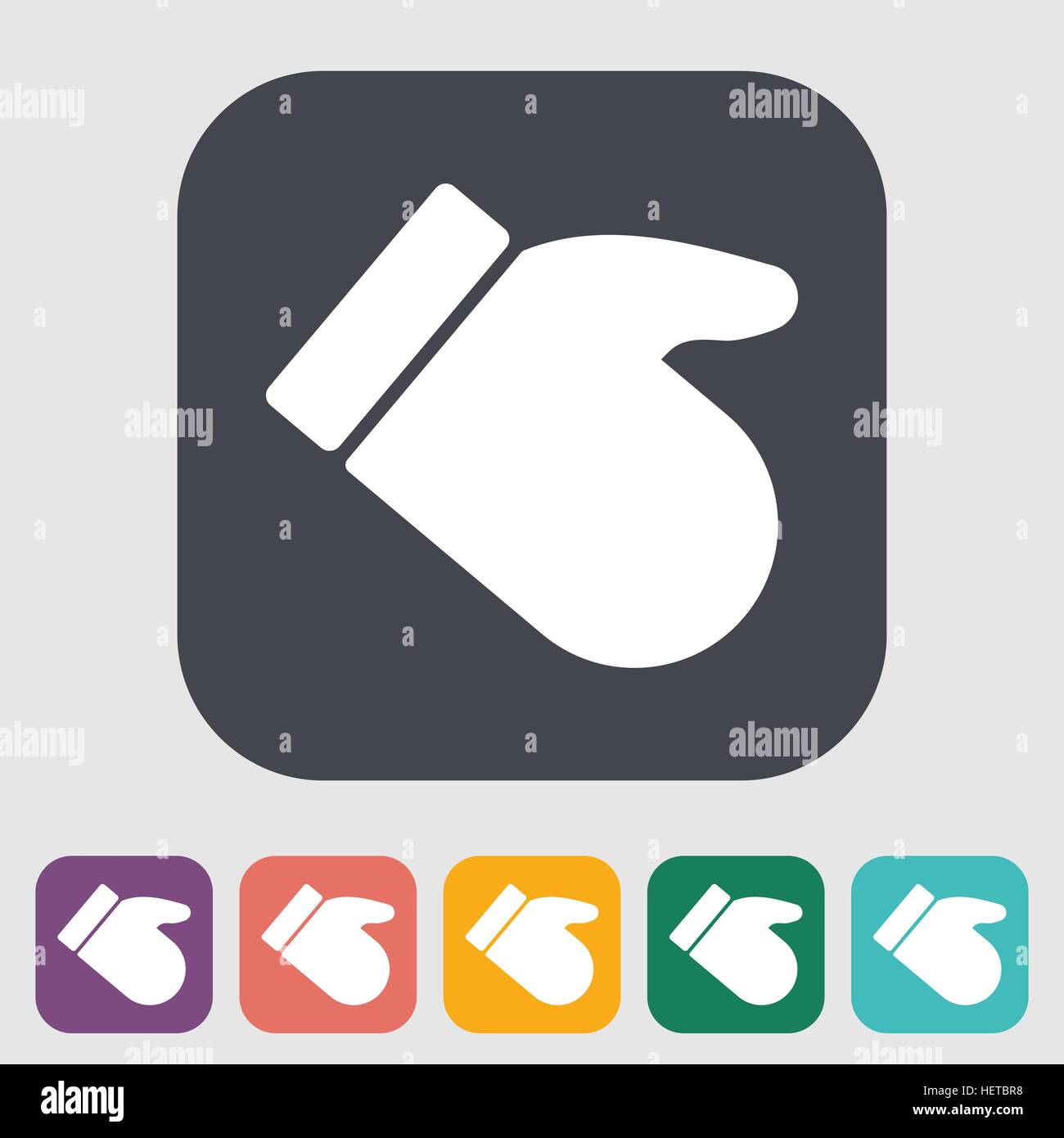 Mitten. Single flat icon on the button. Vector illustration Stock ...