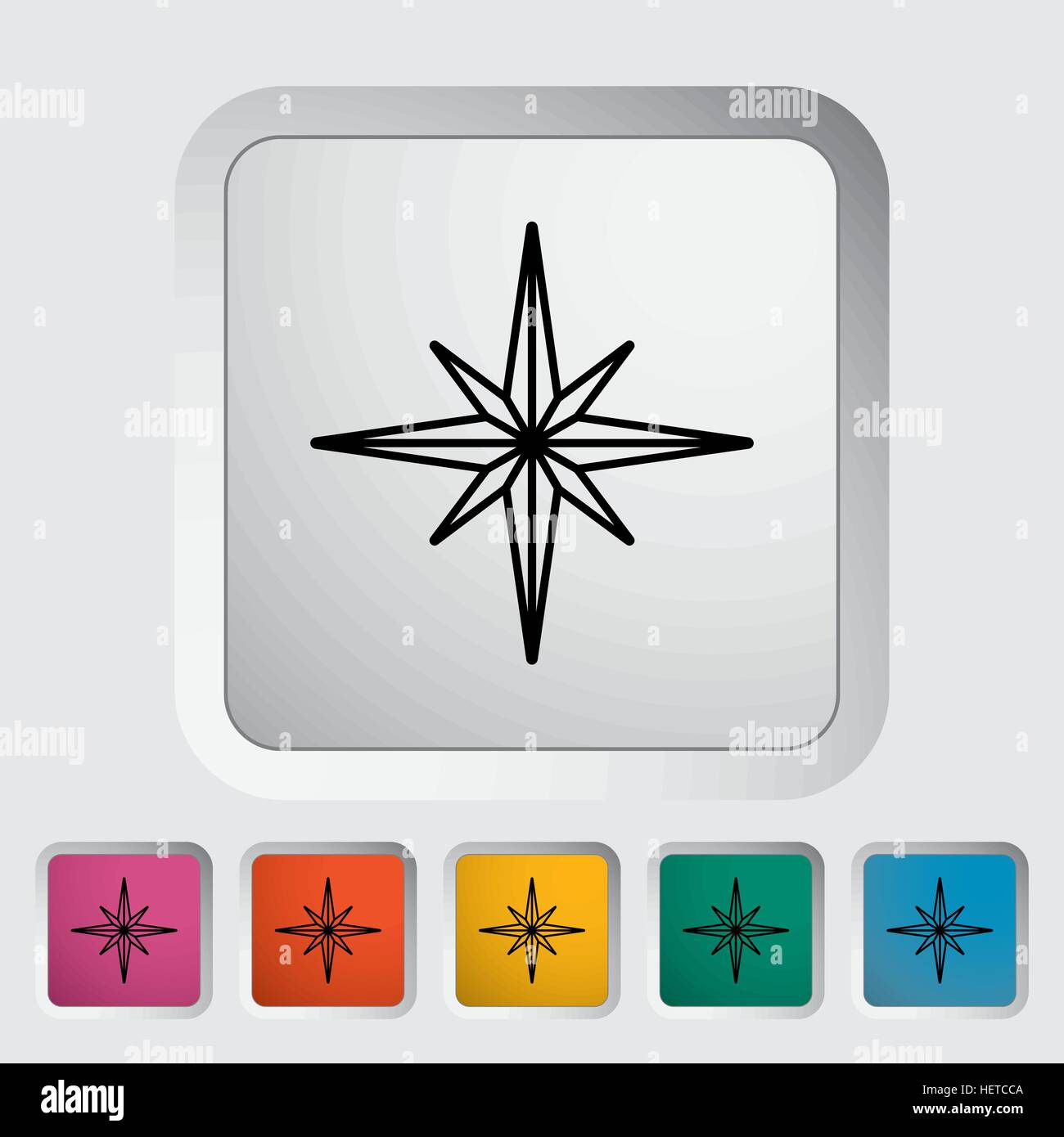 Wind rose. Outline icon on the button. Vector illustration Stock Vector ...