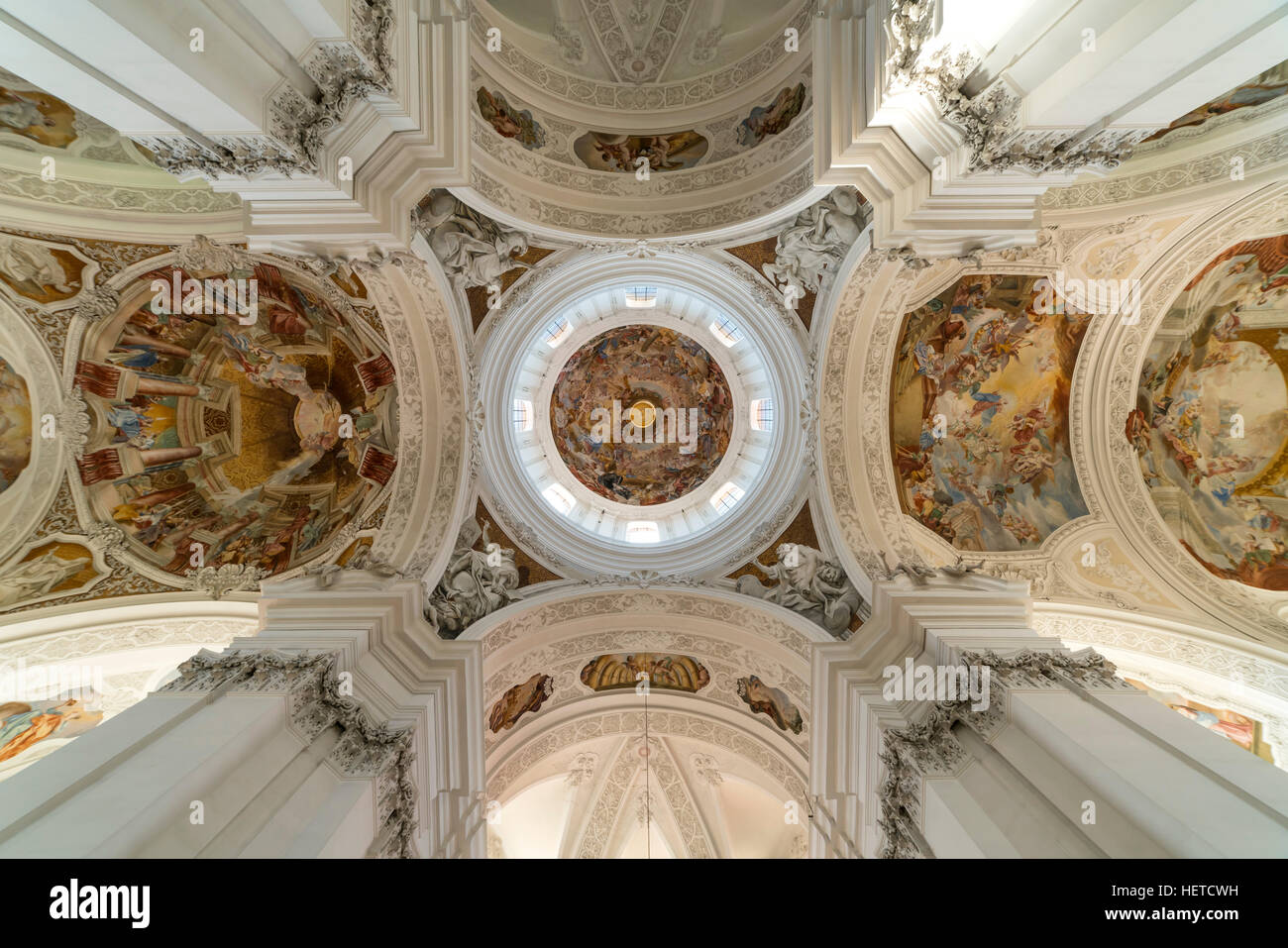ceiling fresco of the Abbey Church of St. Martin and Oswald, Weingarten, Ravensburg district, Baden-Württemberg, Germany Stock Photo
