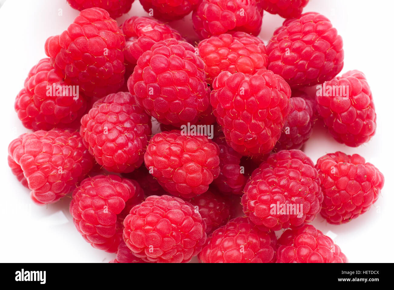 Bowl of Fresh Raspberries Stock Photo