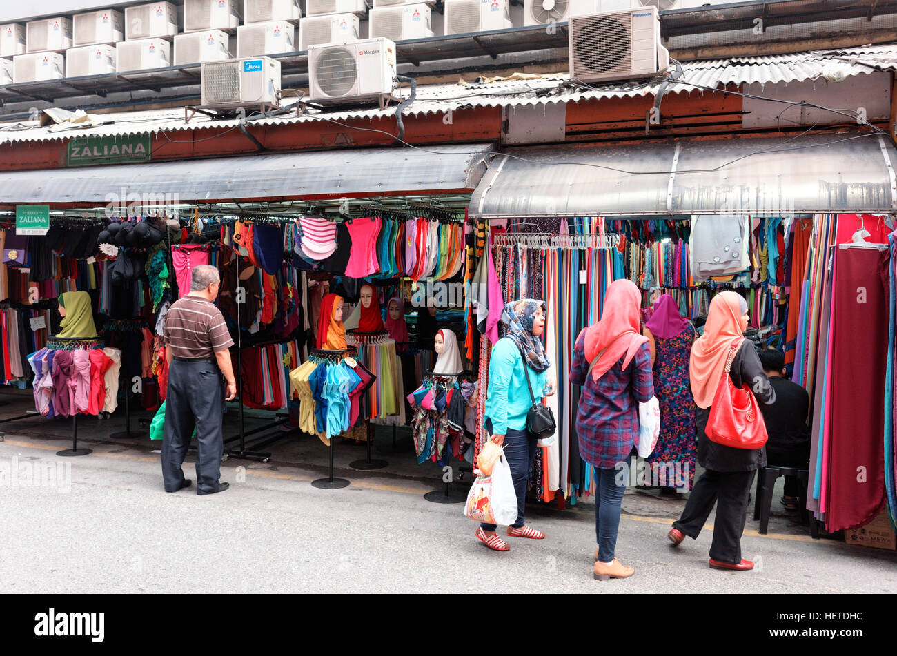 Fabrics and clothes on sale in India Street Kuching Sarawak Malaysia Stock Photo Alamy