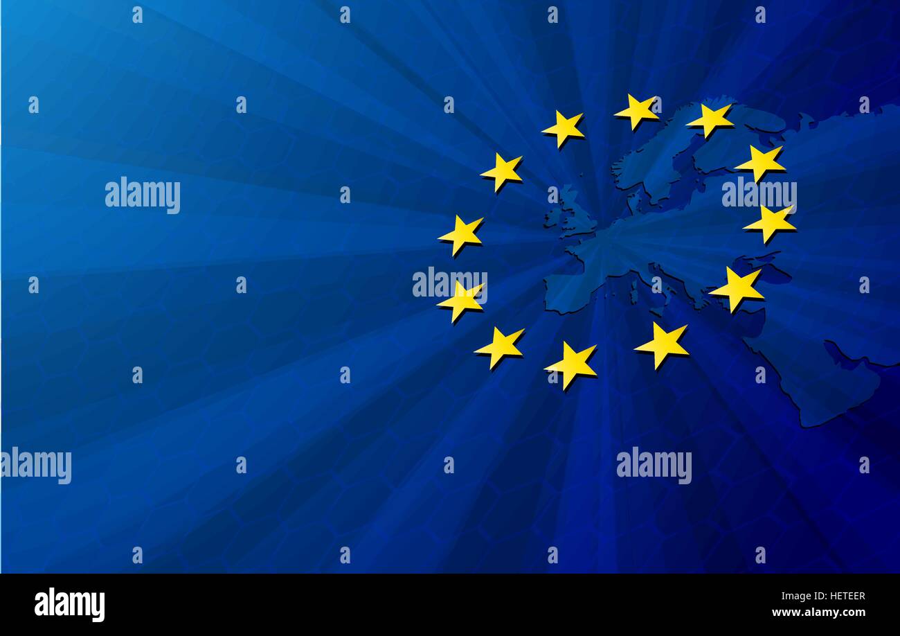 Europe map and European union flag. European Union. Vector Europe map
