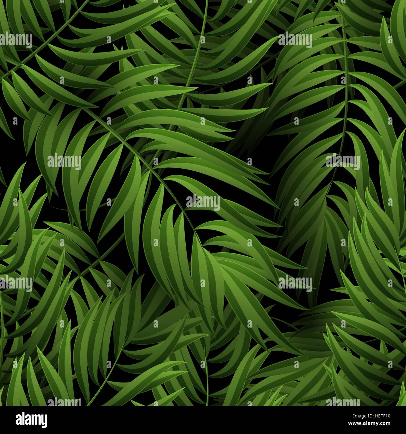 Seamless tropical jungle floral pattern with palm fronds. Vector