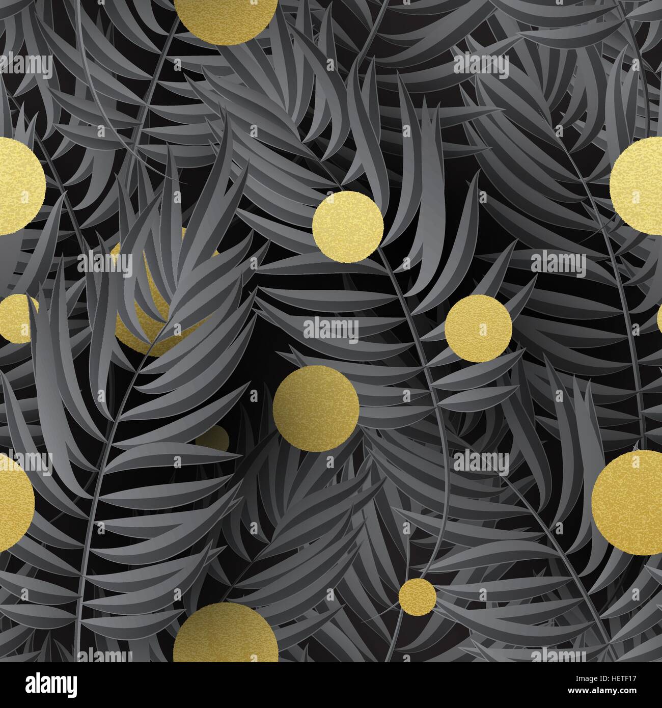 Seamless tropical jungle floral pattern with palm fronds. Vector