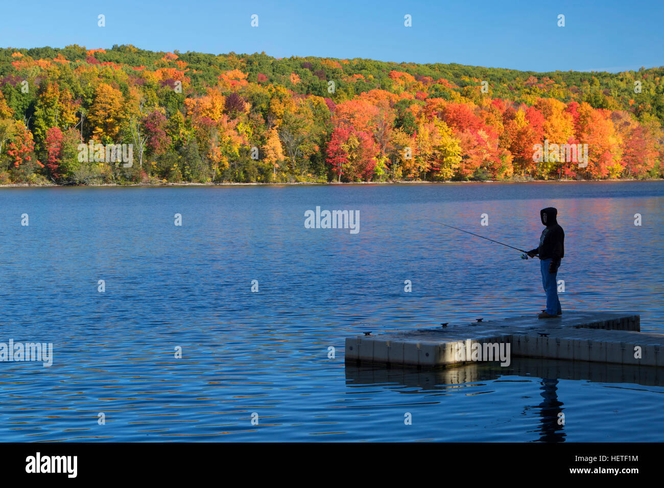 Crescent Lake dock, Crescent Lake Park, Southington, Connecticut Stock