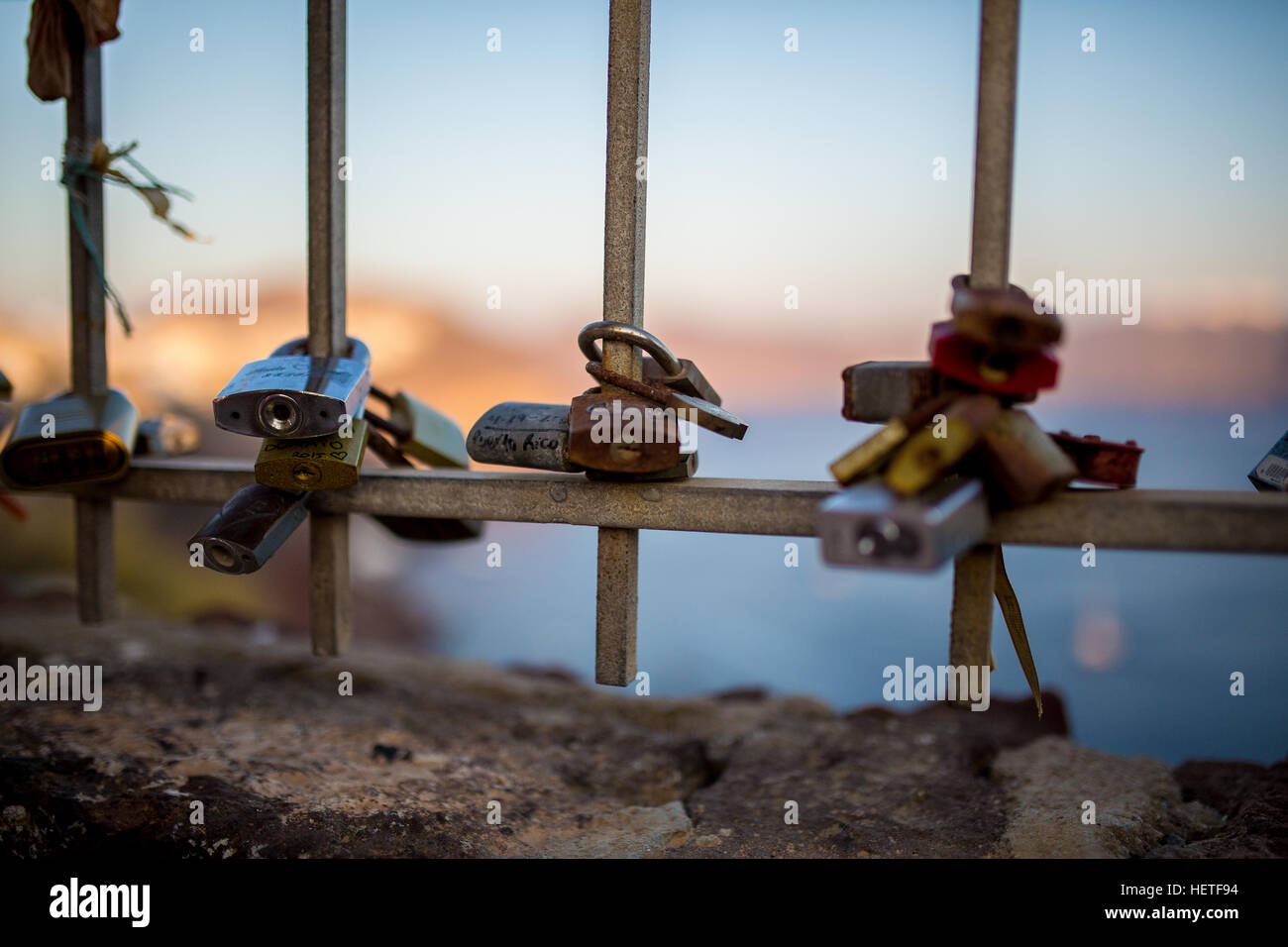 Locks in Santorini, Greece Stock Photo Alamy