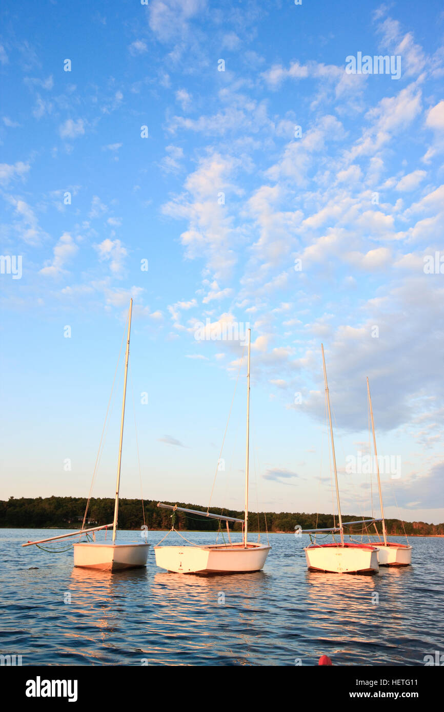 Sailboats moored in Portsmouth Harbor in Portsmouth, New Hampshire. Stock Photo