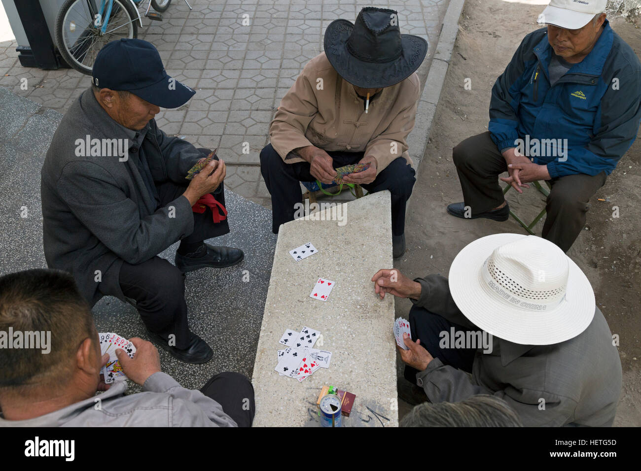 Chinese,men,playing,cards,Yinchuan,Ningxia,China Stock Photo