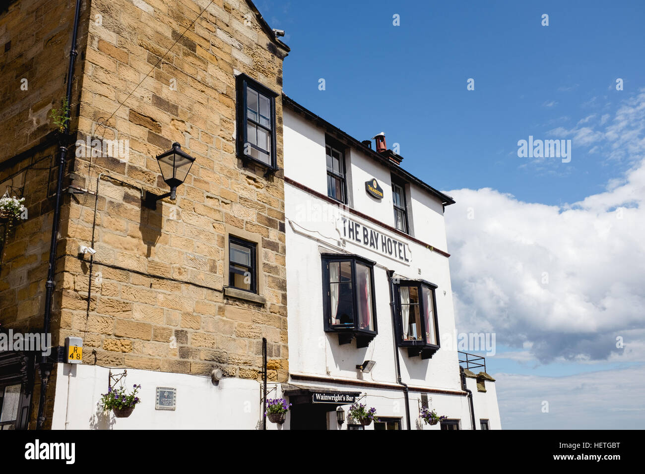 the bay hotel in robin hoods bay, theakstons pub Stock Photo Alamy