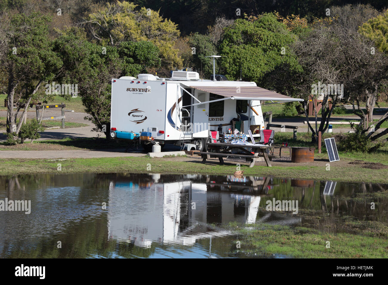 Camping trailer at North Beach Campground at Pismo Beach California USA Stock Photo Alamy