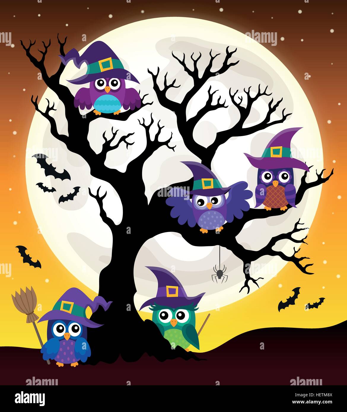 Owl witches theme image 4 - eps10 vector illustration. Stock Vector