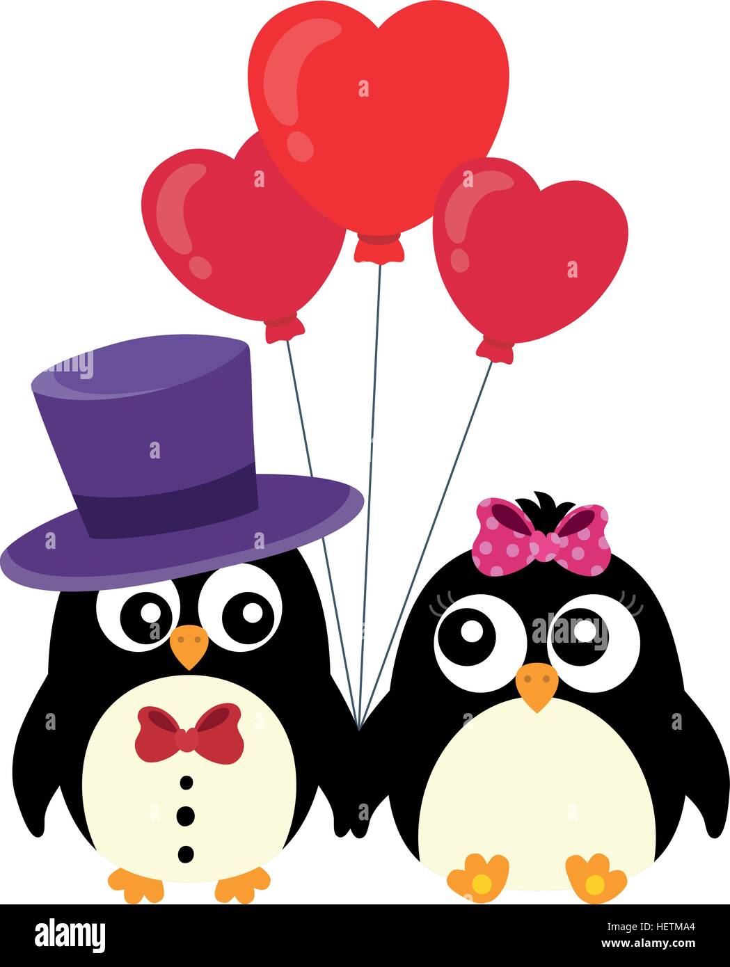 Valentine penguins theme image 1 - eps10 vector illustration Stock