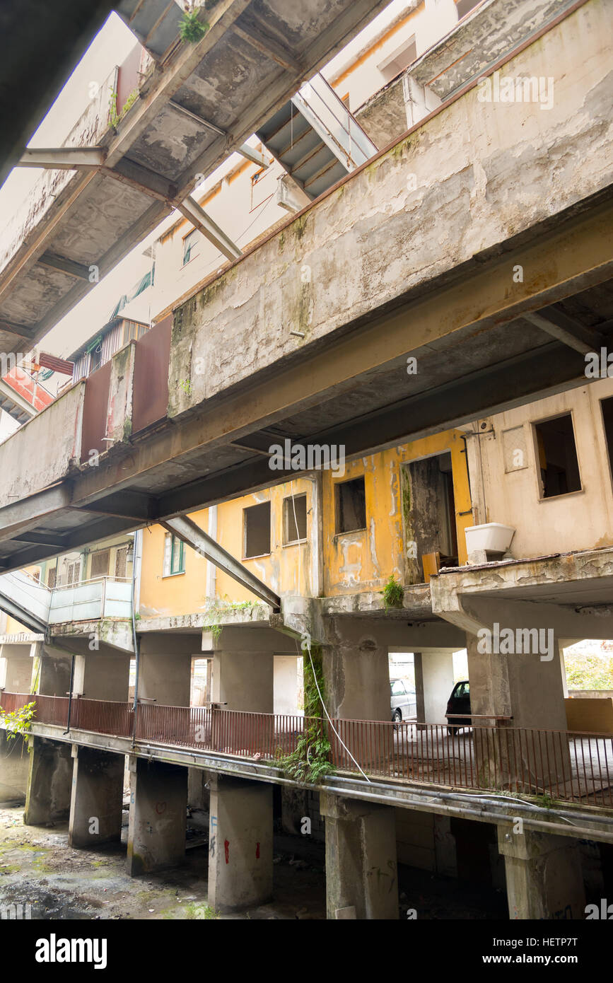 Naples-Italy-December 19, 2016: the sail bulding of Scampia. Scampia is the set of Gomorrah fiction Stock Photo