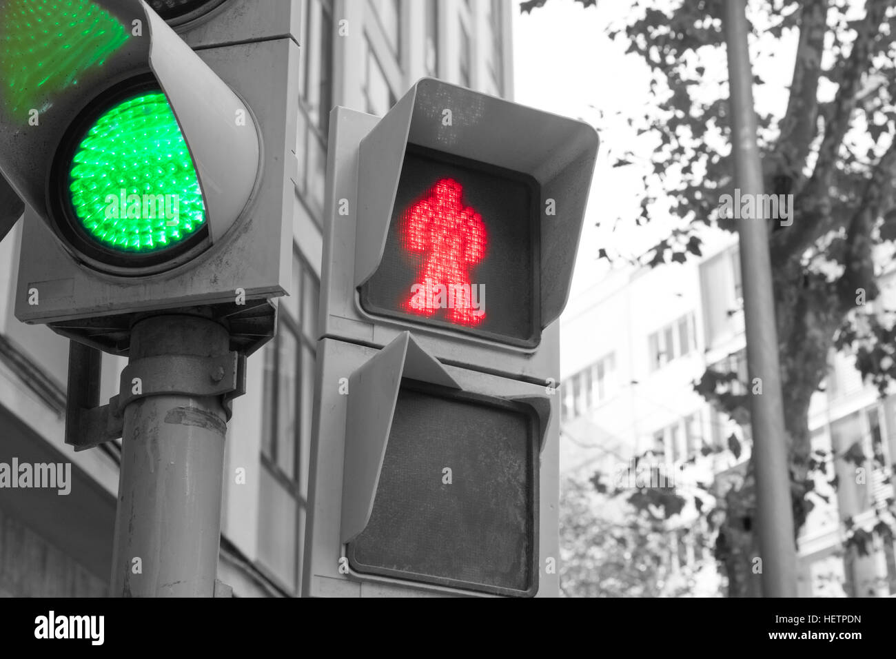Traffic lights in Barcelona, Spain Stock Photo Alamy