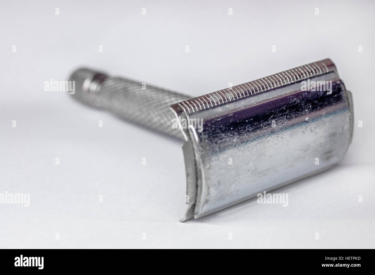 Safety metal razor isolated on white background Stock Photo