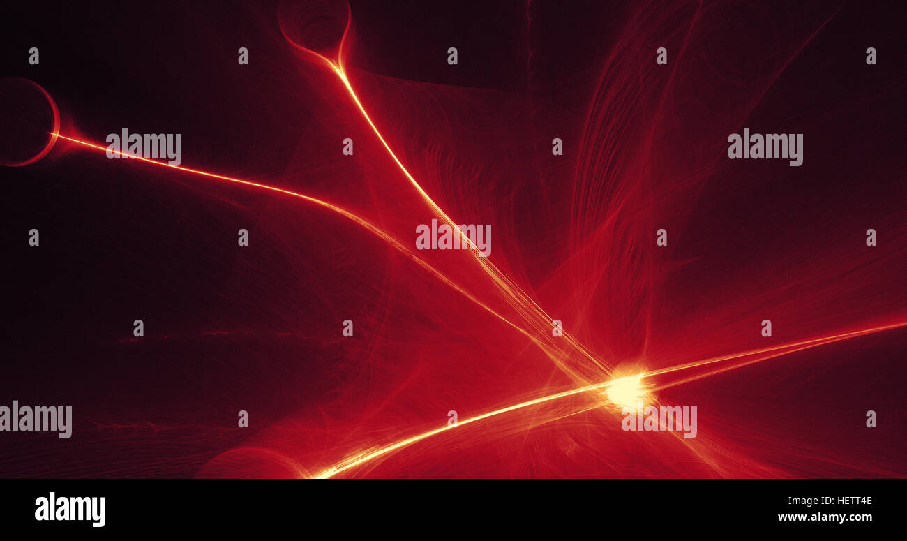 Abstract Design In Red And Yellow Lines Curves Particles On Dark Background Stock Photo