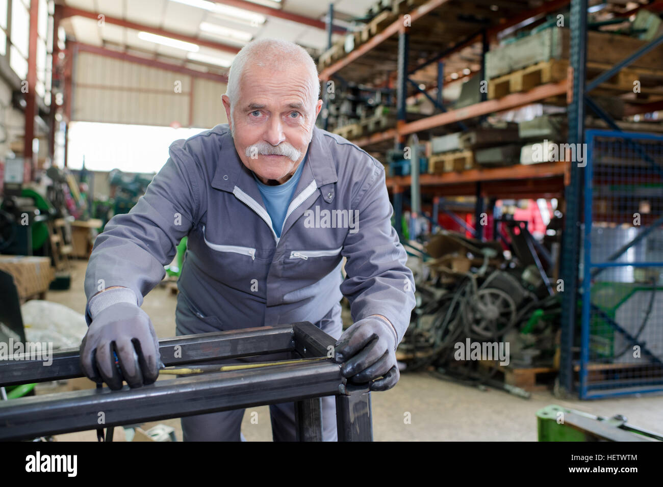 Portrait of senior metalworker Stock Photo