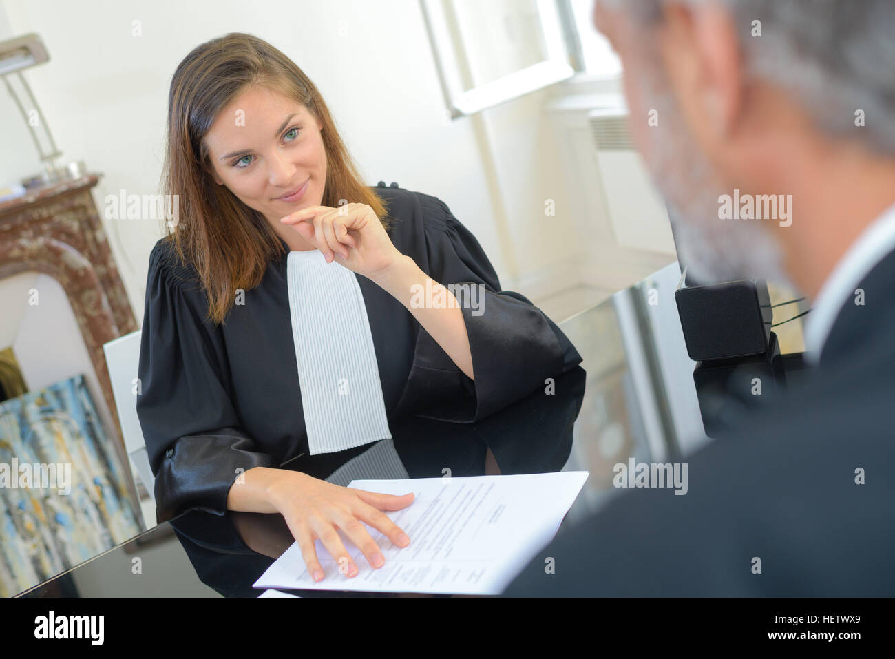 Female judge in robes Stock Photo Alamy