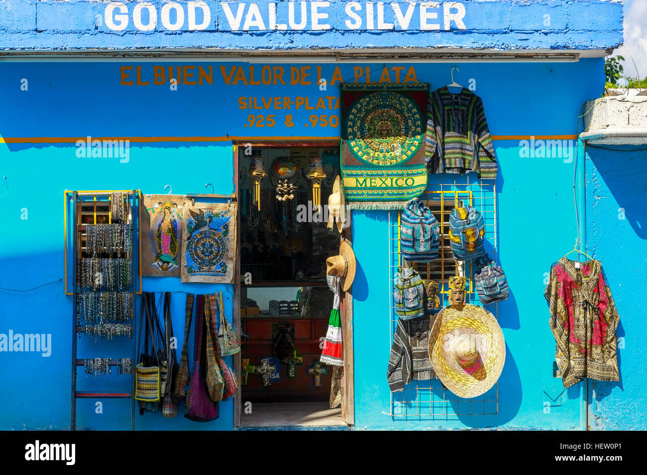 Souvenir shop in Playa Del Carmen, Riviera, Maya, Mexico Stock Photo