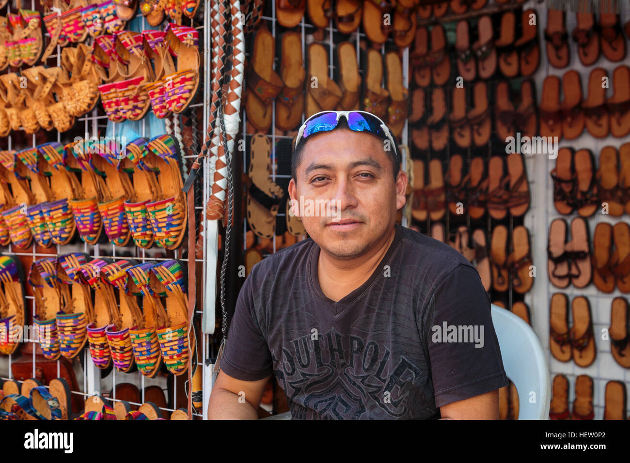 Street Market Trader On 5th Avenue Playa Del Carmen Riviera Maya Mexico Selling Hand Made 