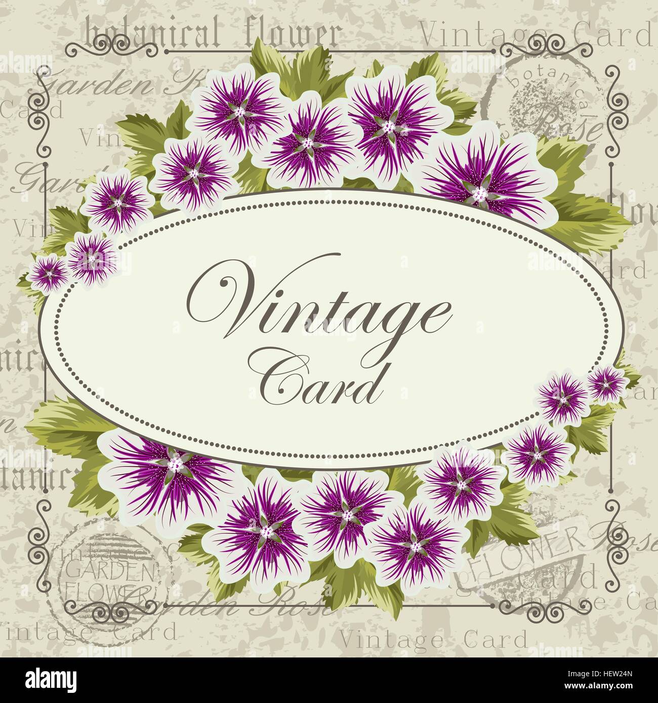 Vintage card with flowers Stock Vector Image & Art - Alamy