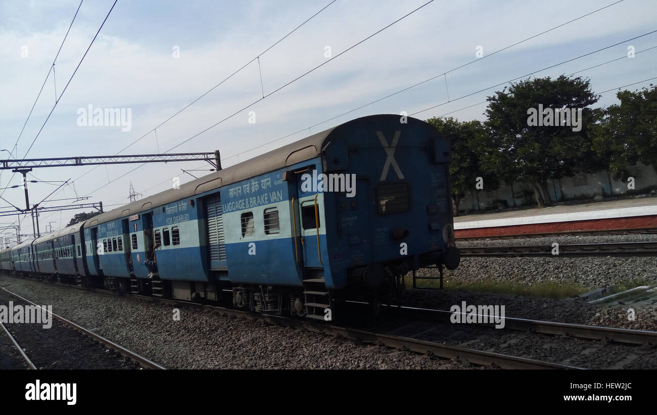 rear view of railway trainelectrified Stock Photo Alamy