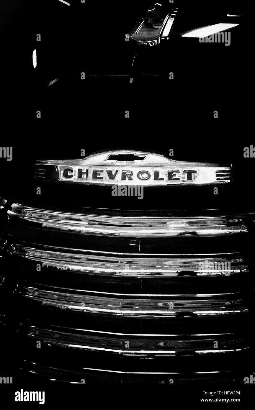 Photo Chevrolet 3100, Year 1947- 1955, 2-door truck, pickup, radiator grille, sign, symbol, emblem, Stock Photo