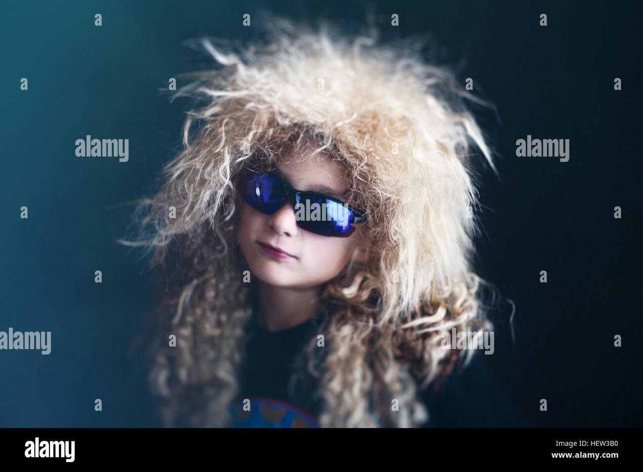 Portrait of boy dressed up as punk looking at camera Stock Photo