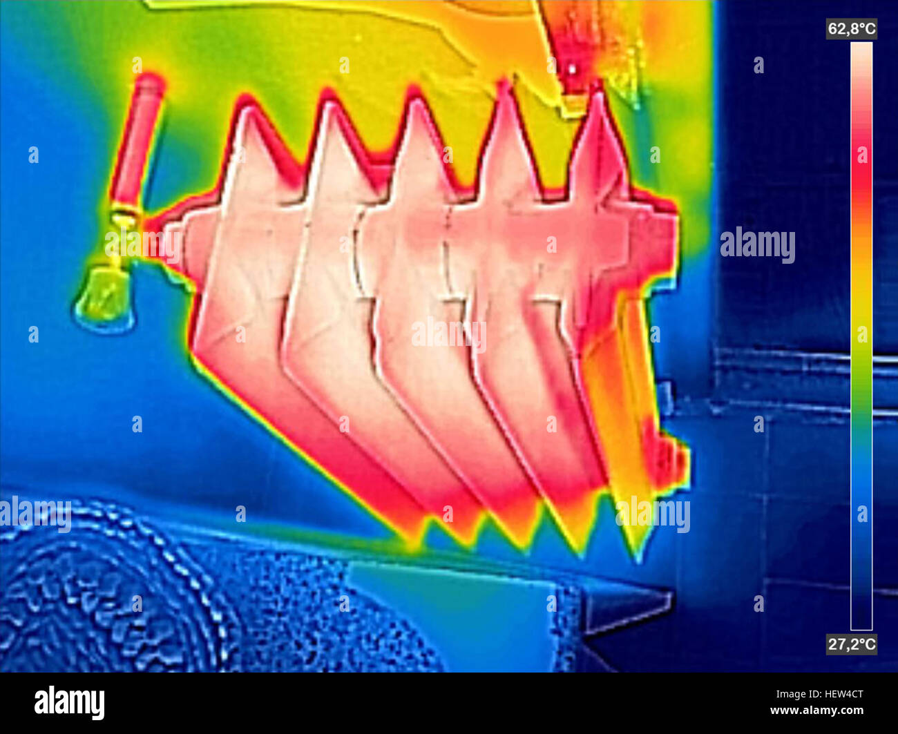 Infrared Thermal Image of Radiator Heater in house Stock Photo