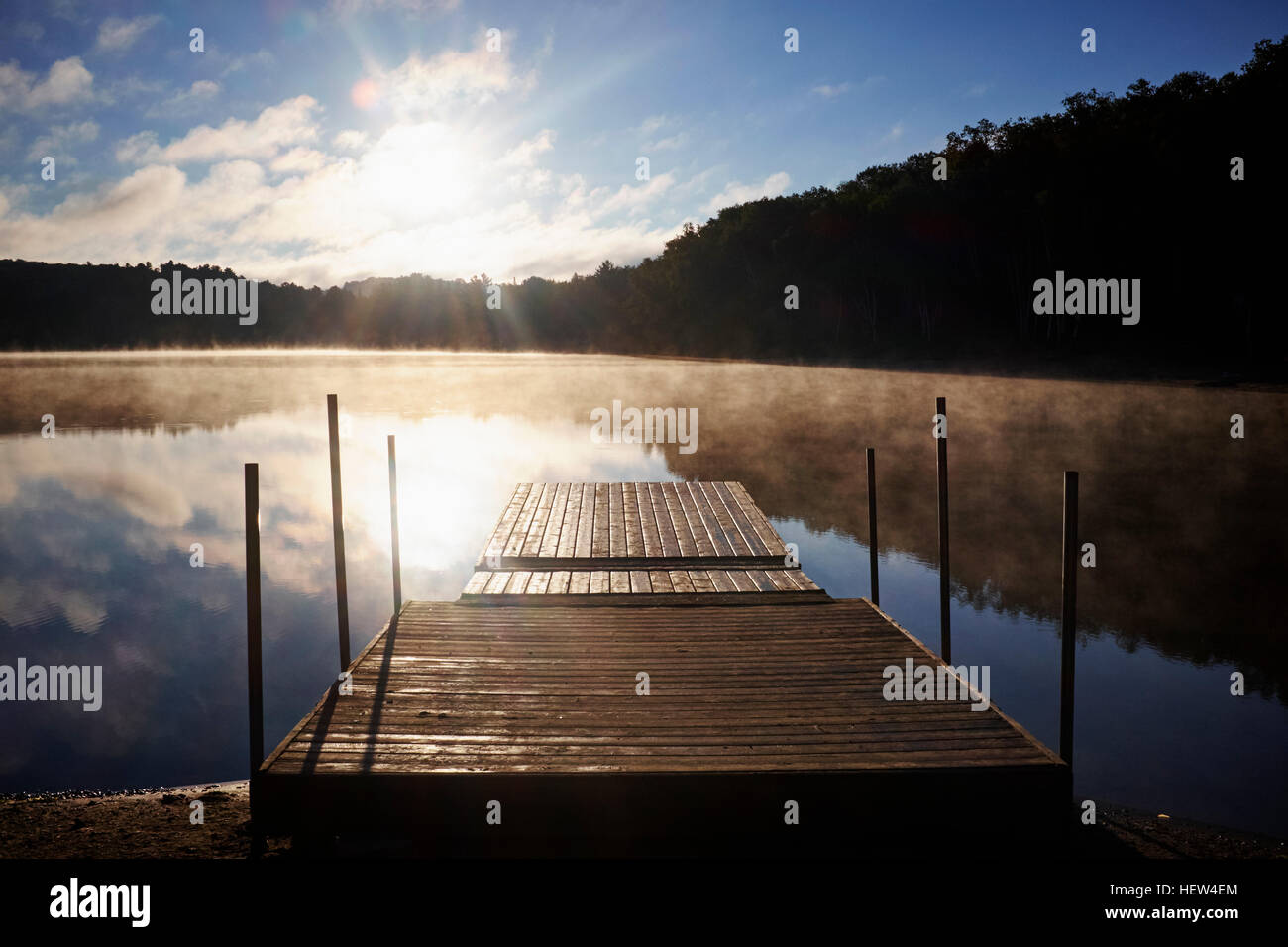 Lake with pier, Arrowhead Provincial Park, Ontario, Canada Stock Photo