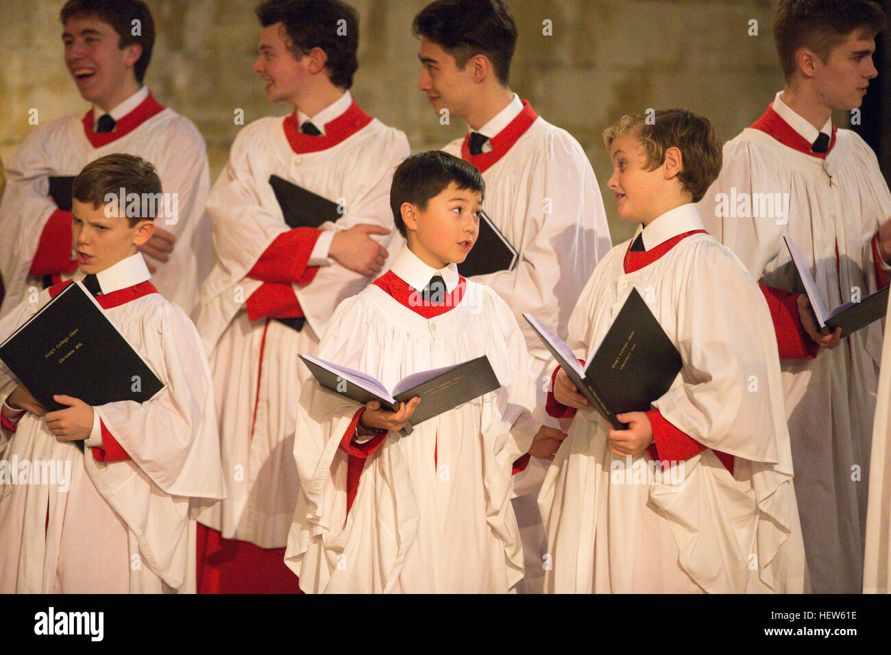 The King's College choir in Cambridge rehearsing for the Festival of