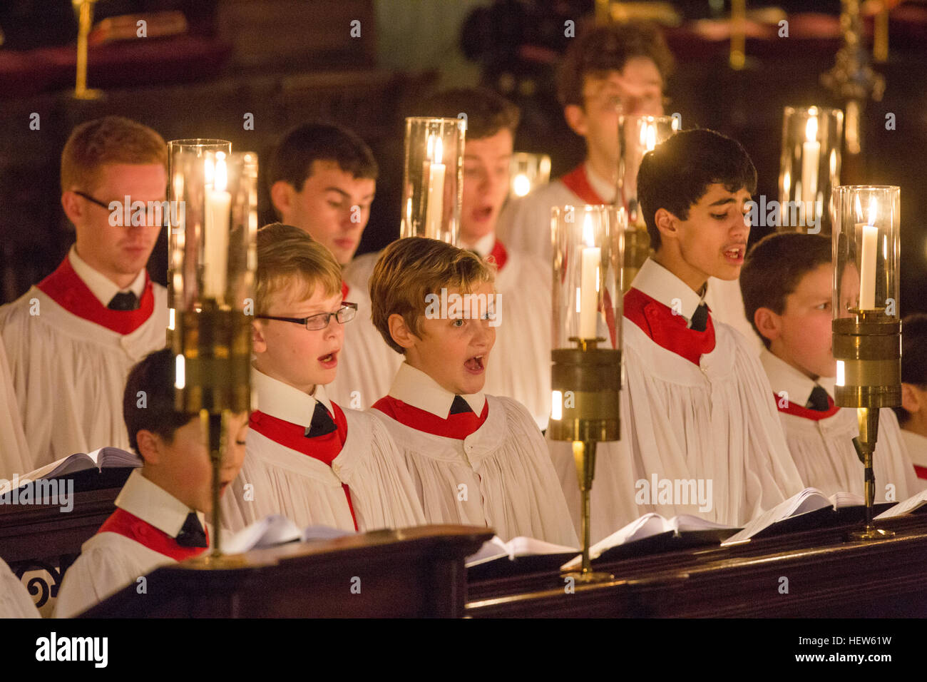 The King's College choir in Cambridge rehearsing for the Festival of