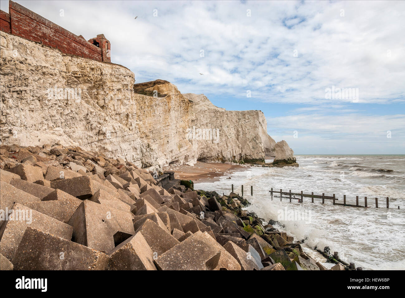Coastline at the White Cliffs at Seaford Head, East Sussex, England, UK Stock Photo