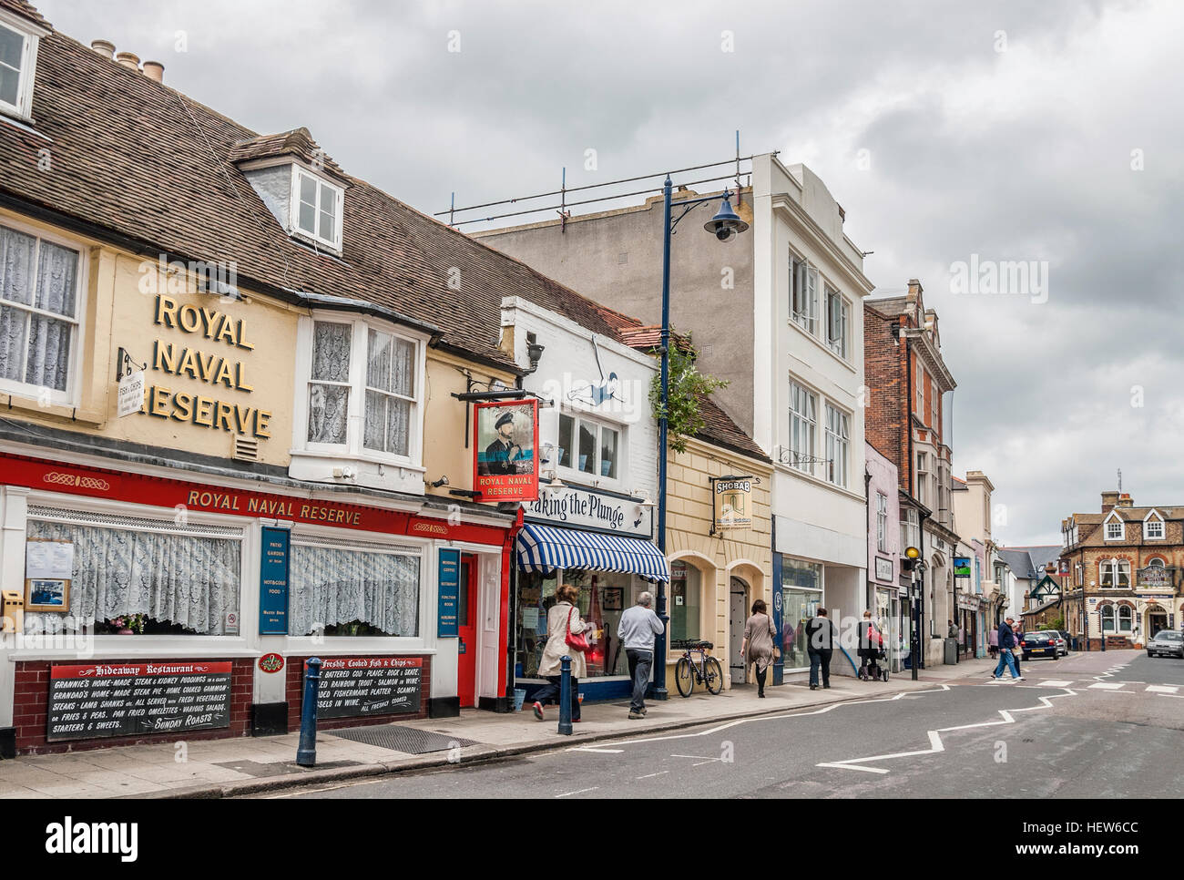 Harbour Street Houses in the town centre of Whitstable in South East England Stock Photo