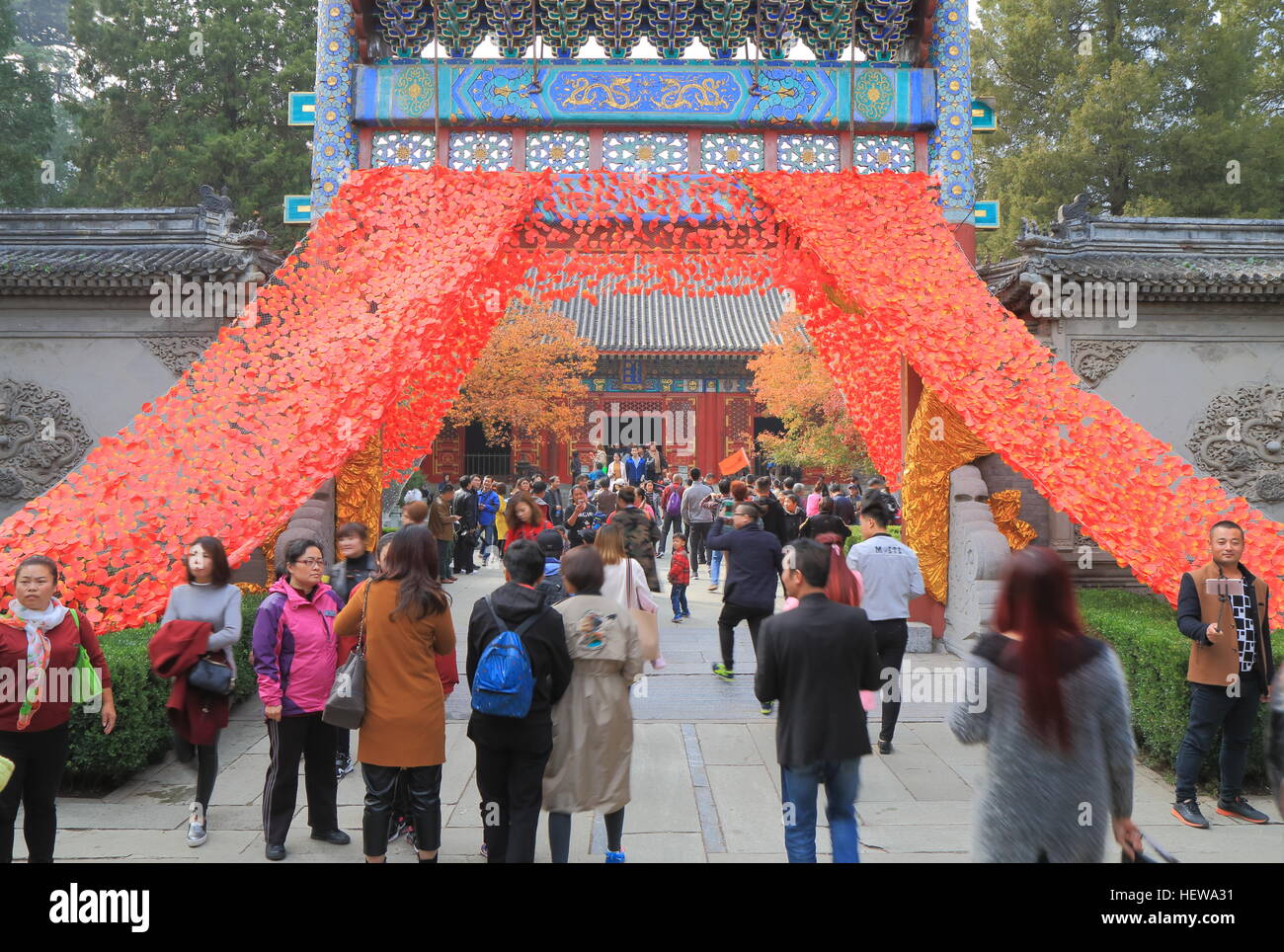 People visit Xiangshan park autumn leaves festival in Beijing China ...