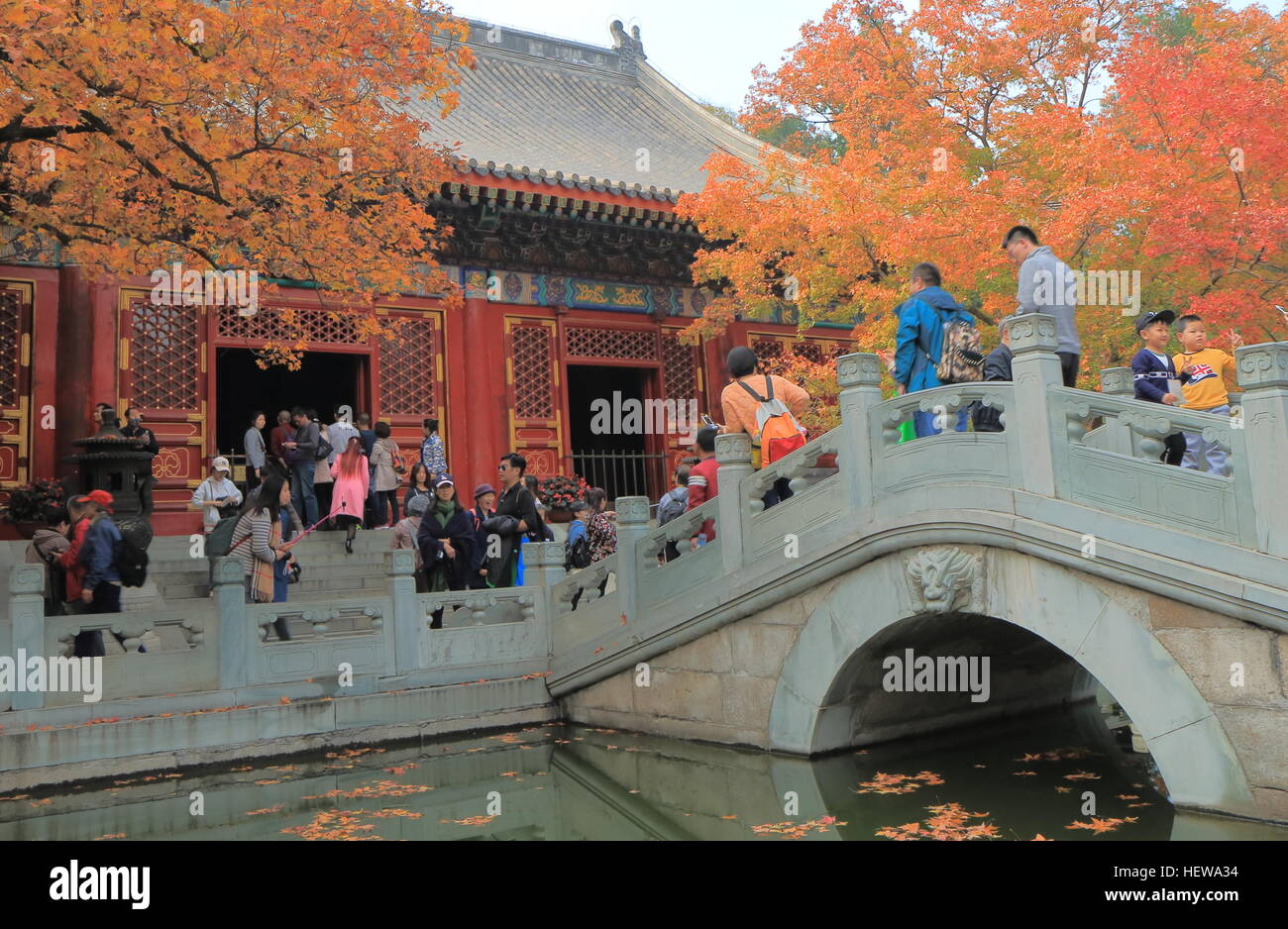 People visit Xiangshan park autumn leaves festival in Beijing China ...