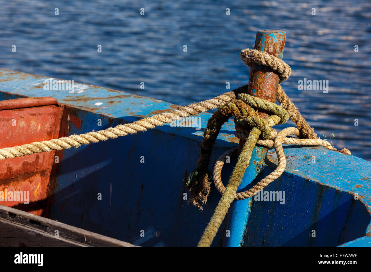 Harbor with mooring with rings and rope Stock Photo